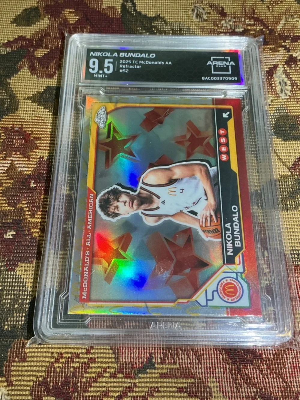 Nikola Bundalo 2025 TC McDonalds basketball AA #52 Refractor Graded Arena 9.5
